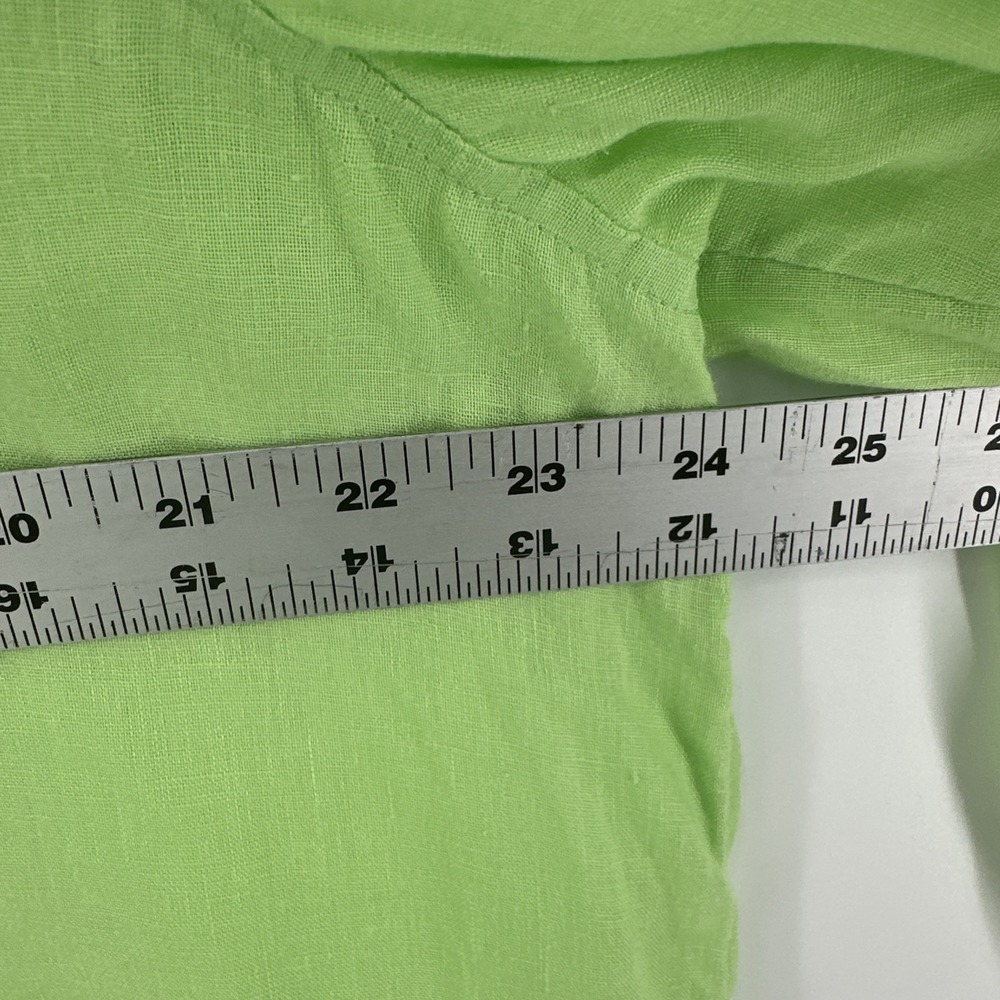 J. Jill Womens Linen Button Down Shirt Large Petite Green Lagenlook Coastal - Picture 5 of 8